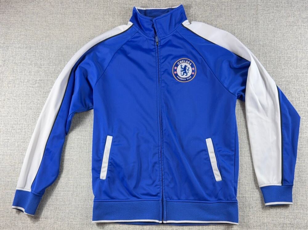 Chelsea FC Mens Medium Track Jacket Blue White Full Zip Official Licensed Soccer